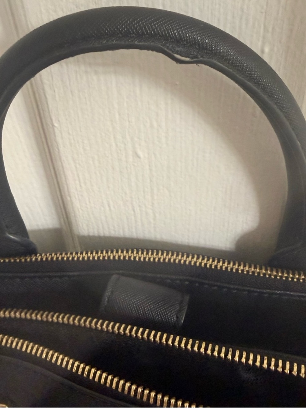 ** FAIR CONDITION- CALLOUTS **Michael Kors Black Leather Satchel - Picture 5 of 16